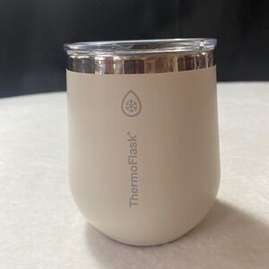Thermoflask Wine Tumbler Cup Double-Wall Cold Hot Cream Off White with Lid 12 oz